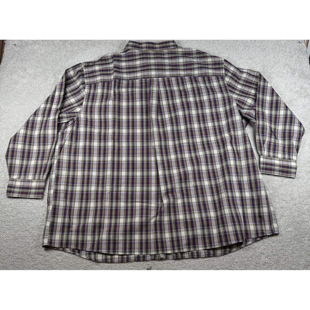Oak Hill Button Down Shirt Big Mens 3XL Purple Plaid Wrinkle Free Cotton XXXL - Picture 3 of 13